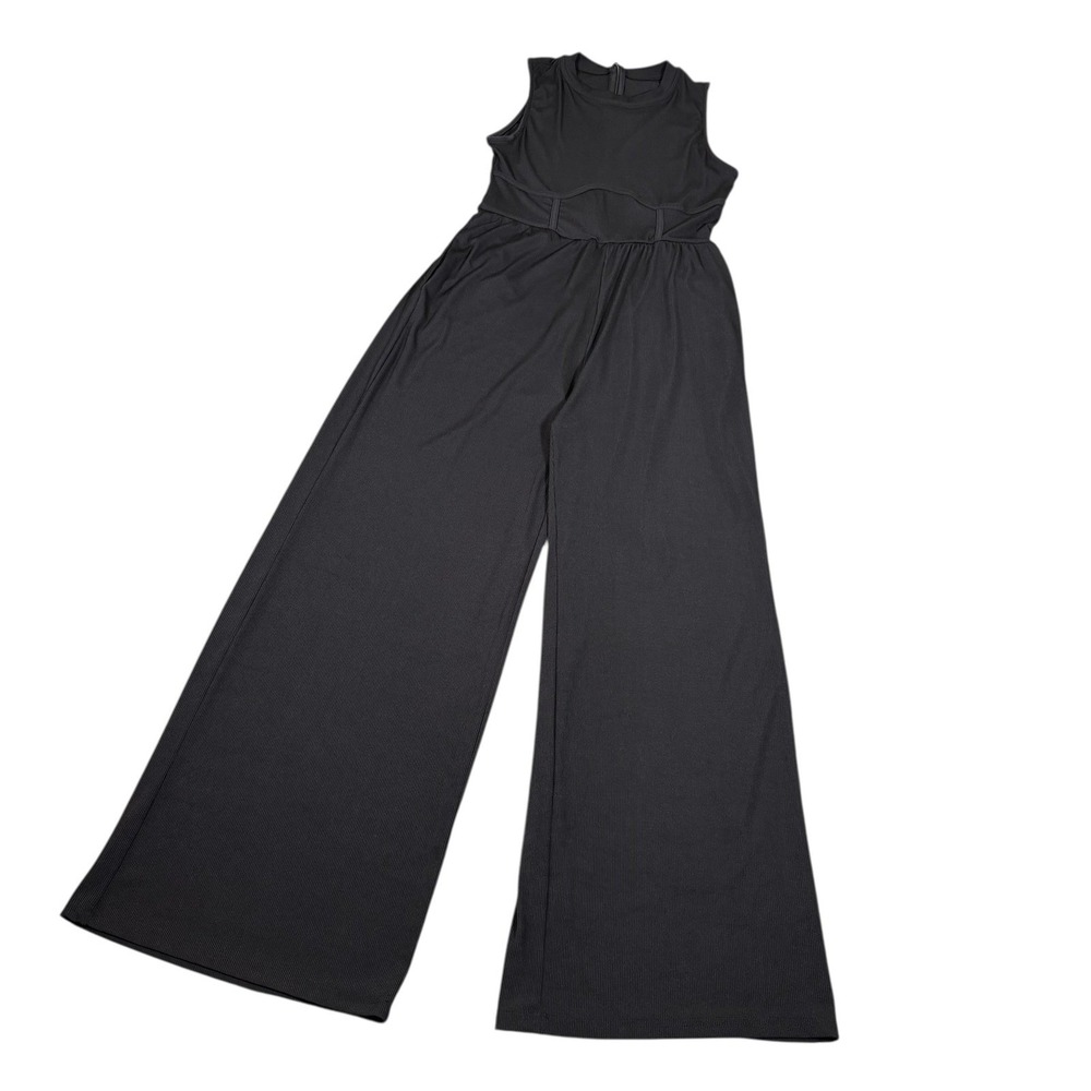 ider Black Wide Leg Jumpsuit Womens Stretch Sleeveless Casual Flowy Pants Outfit